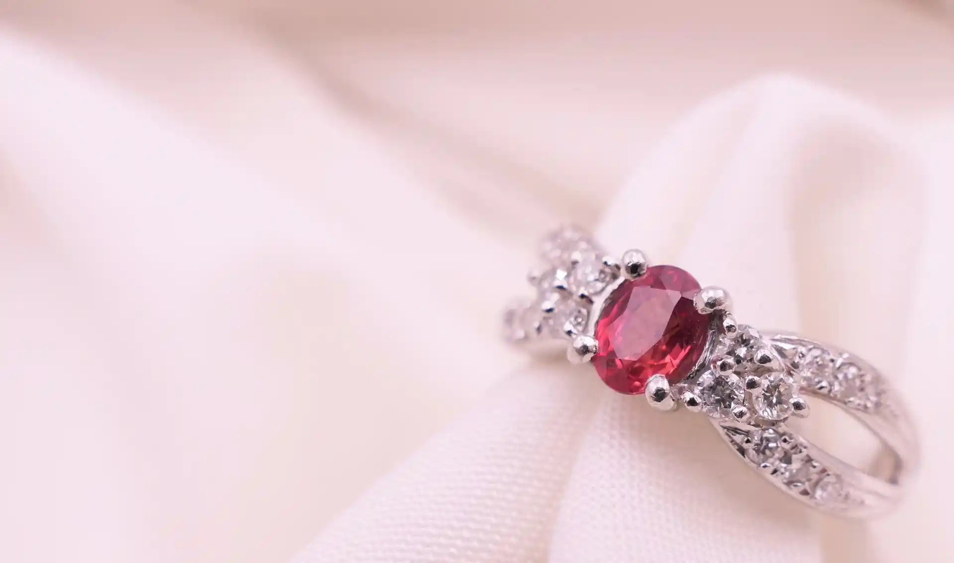 Ring set with a red natural stone